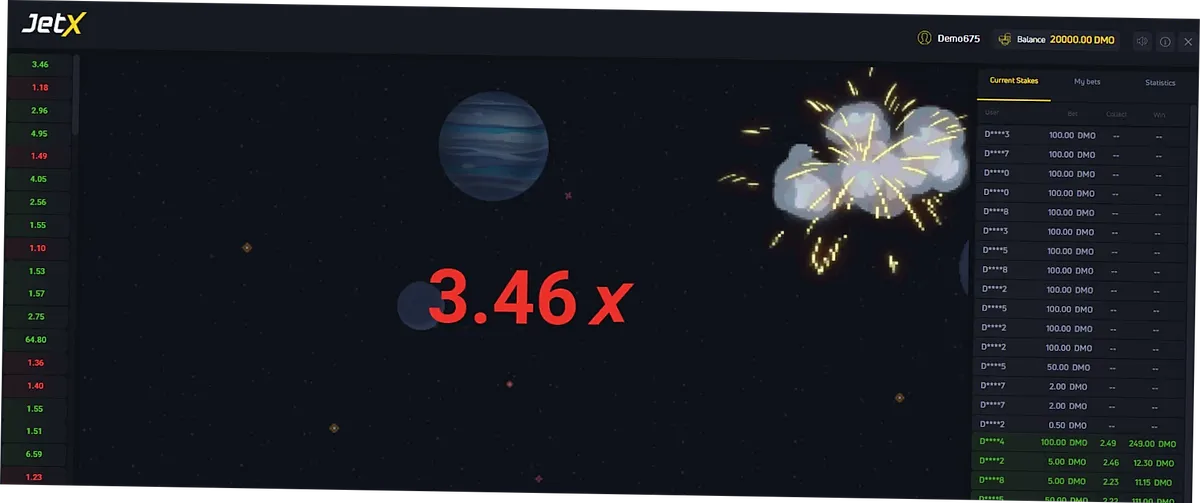 JetX Demo Interface